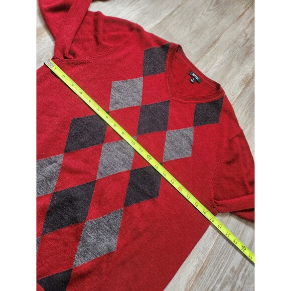 Apt. 9 Merino Wool Blend V Neck Sweater Maroon Argyle Long Sleeve Mens Sz M - Picture 4 of 6
